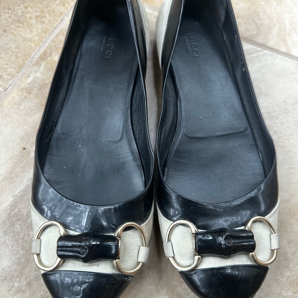 Gucci leather color block ballet flats